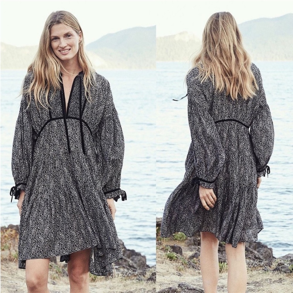 DÔEN Azalea Dress in Black Prairie Paisley